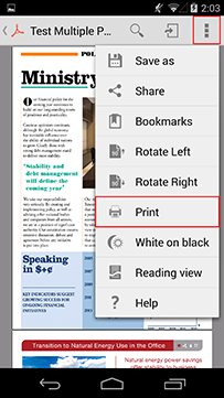 Print directly from supported apps